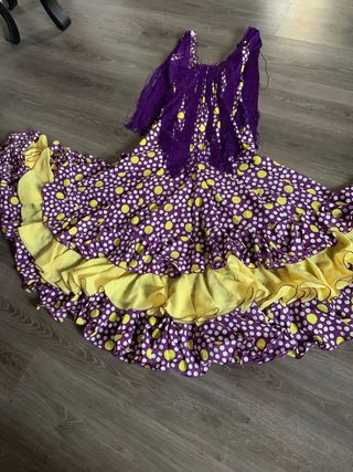Vestido Flamenco Morado y Amarillo