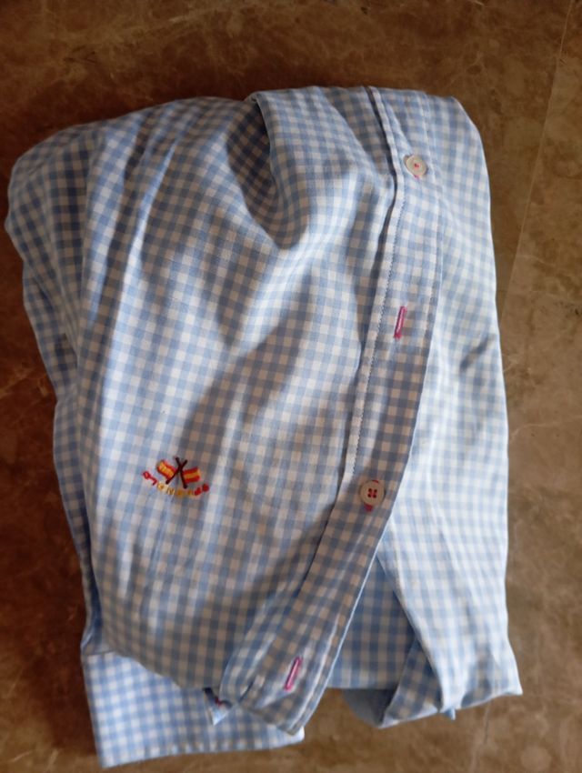 Camisa SPAGNOLO cuadros azul y blanco