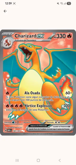 Carta Pokémon Charizard EX 183/165