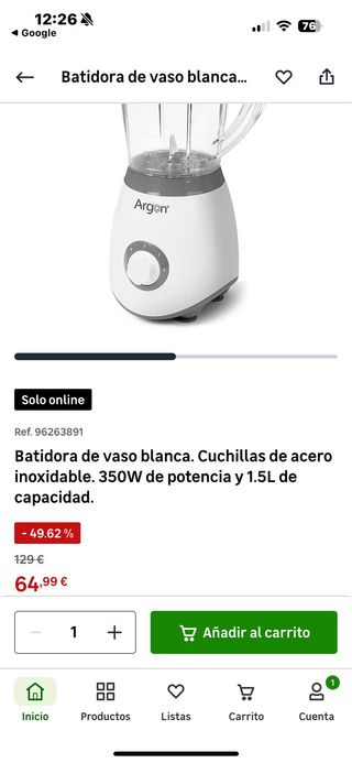 Batidora Blanca 1.5L 350W Nueva en Caja