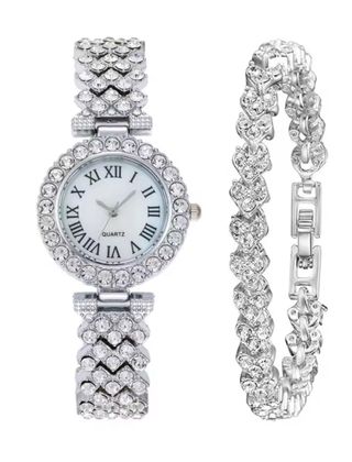 Reloj de mujer y pulsera color plata