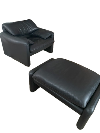 Pouf Maralunga Cassina in pelle nera