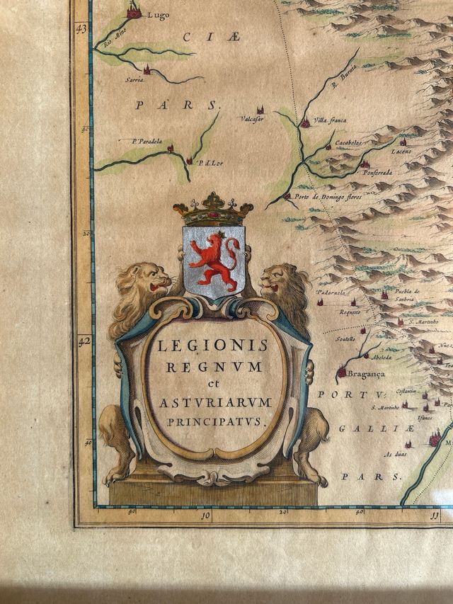 Grabado Mapa Asturias Antiguo