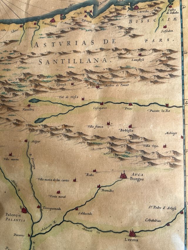 Grabado Mapa Asturias Antiguo