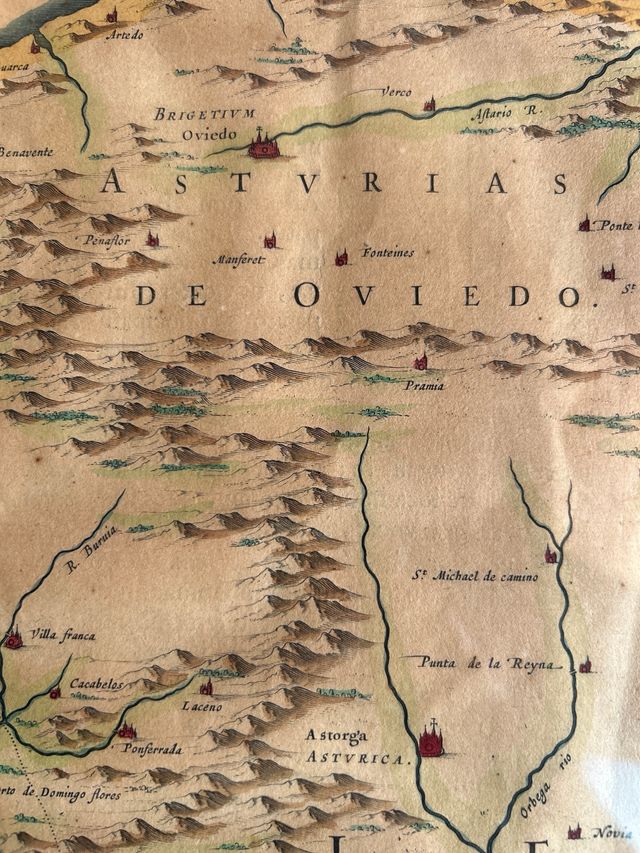 Grabado Mapa Asturias Antiguo