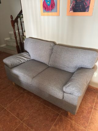 Sofá de 2 plazas gris tela