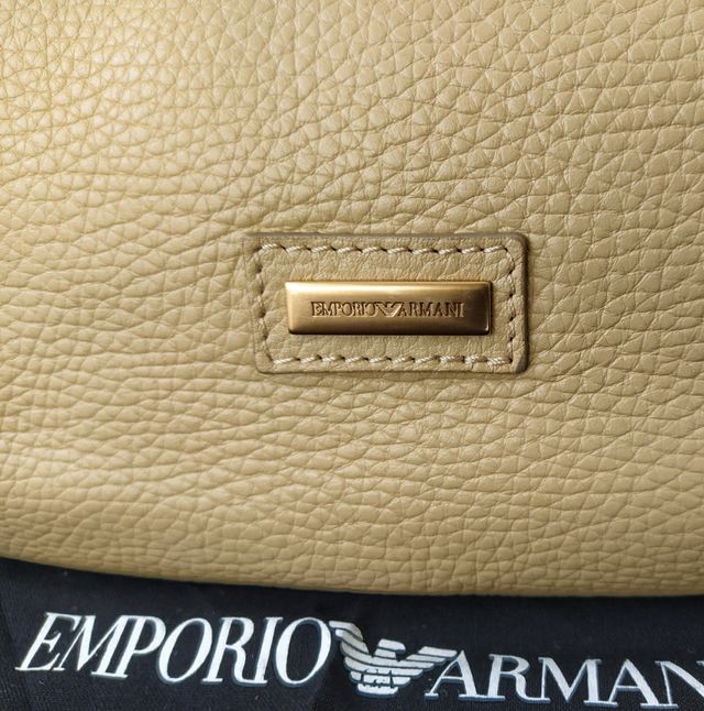 Borsa Emporio Armani vera pelle beige