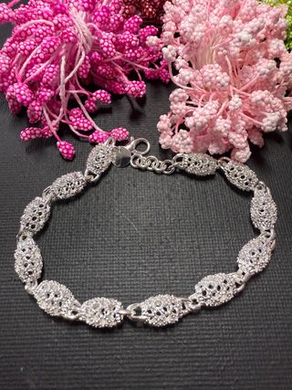 Pulsera Plata Ley Diseño Flores