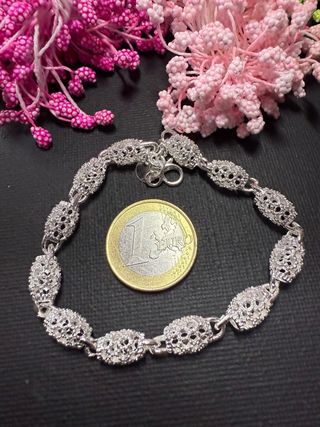 Pulsera Plata Ley Diseño Flores