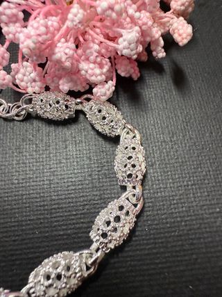 Pulsera Plata Ley Diseño Flores