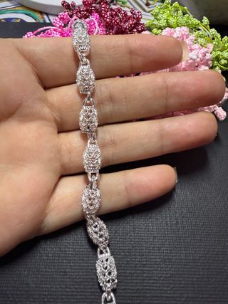Pulsera Plata Ley Diseño Flores