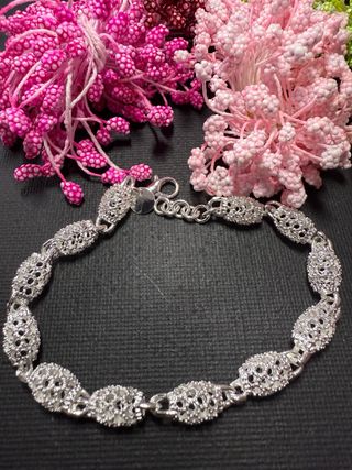 Pulsera Plata Ley Diseño Flores