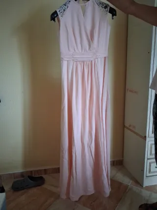 Vestido de fiesta rosa largo