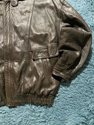 Chaqueta Bomber Cuero Marrón Vintage Harrington 90