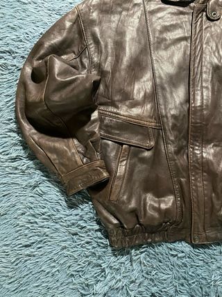 Chaqueta Bomber Cuero Marrón Vintage Harrington 90