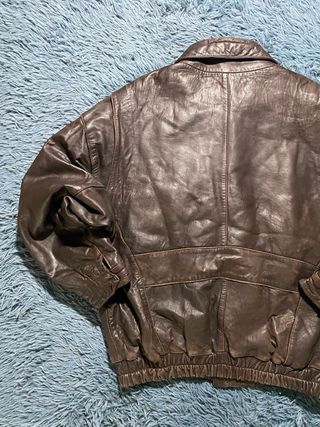Chaqueta Bomber Cuero Marrón Vintage Harrington 90