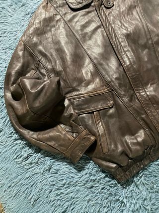 Chaqueta Bomber Cuero Marrón Vintage Harrington 90