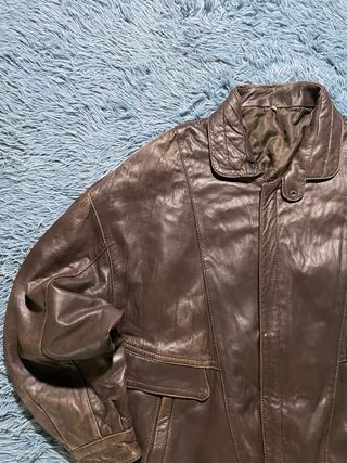 Chaqueta Bomber Cuero Marrón Vintage Harrington 90