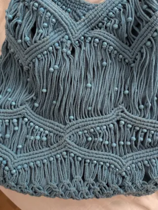 Bolso Macramé Azul Turquesa