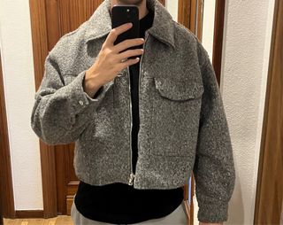 Chaqueta Zara Bomber Cropped Gris