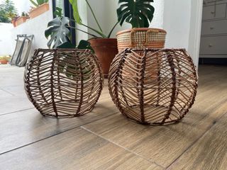 Lámpara de ratán Maison du Monde x2