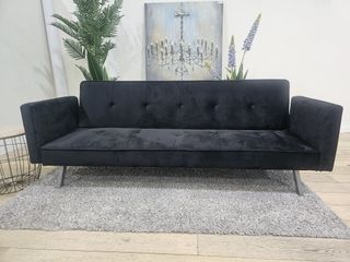 Sofá Cama 3 Plazas Negro/ Gris Terciopelo