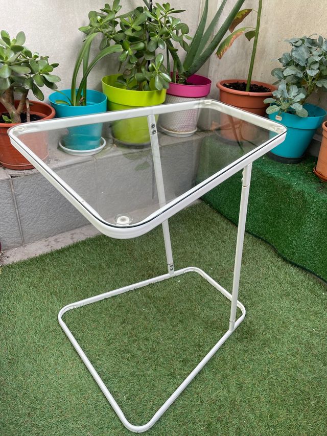 Mesa cristal blanca jardin