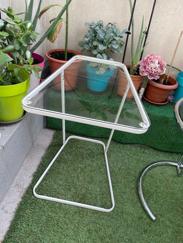 Mesa cristal blanca jardin
