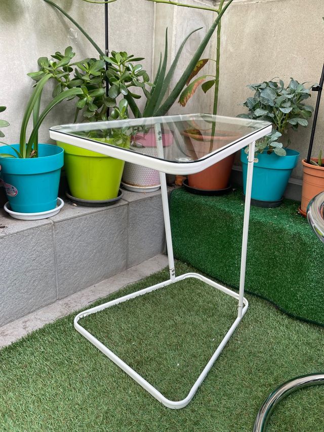 Mesa cristal blanca jardin