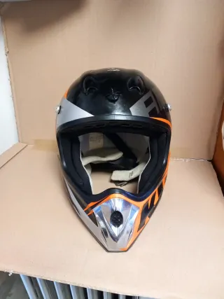 Casco Moto Nero Arancione Argento