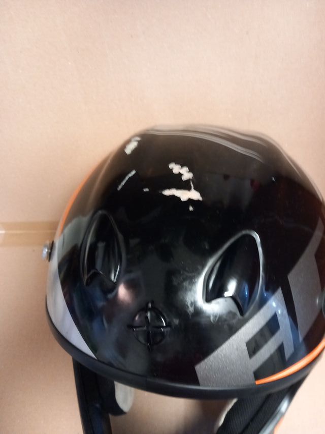 Casco Moto Nero Arancione Argento
