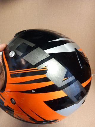 Casco Moto Nero Arancione Argento