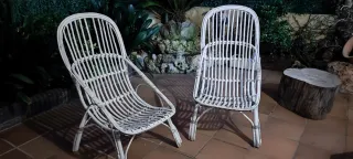 2 Sillones de mimbre blancos exterior