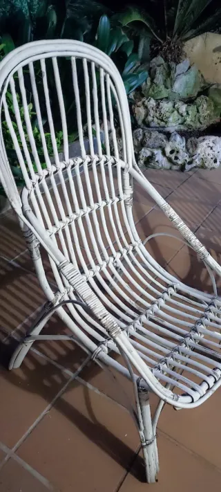 2 Sillones de mimbre blancos exterior