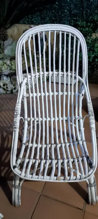 2 Sillones de mimbre blancos exterior
