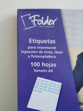 100 HOJAS DE 2 PEGATINAS
ETIQUETAS PARA IMPRESORA.
