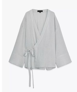 Kimono Zara gris lazada lateral Talla XS-S