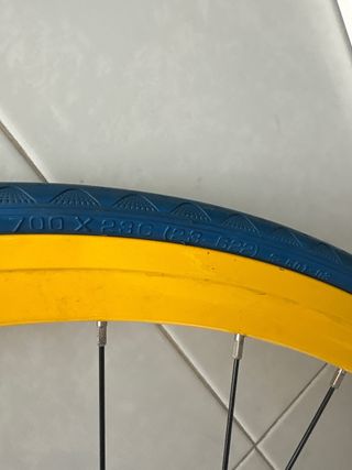Rueda trasera Fixie Contrapedal Azul/Amarillo