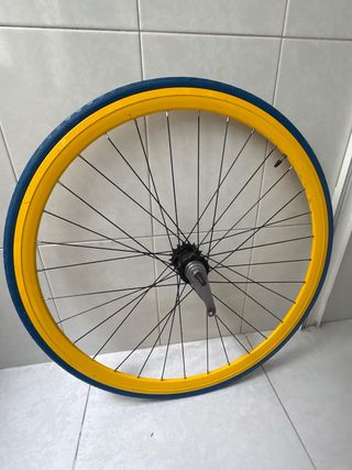 Rueda trasera Fixie Contrapedal Azul/Amarillo