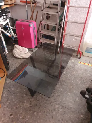 Mesa baja cristal y metal
