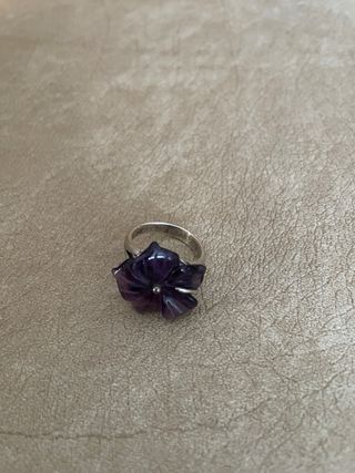 Collar y Anillo Flores Amatista Plata