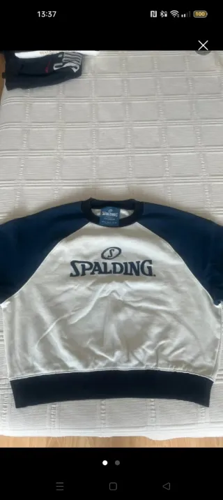 Sudadera Spalding Azul y Blanca