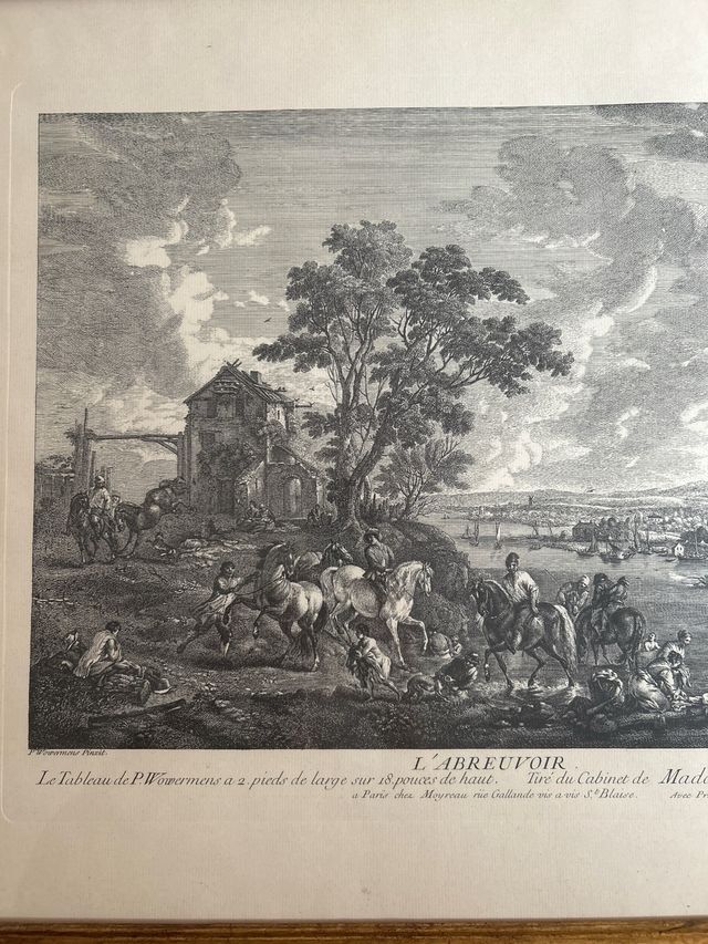 Grabado antiguo L'ABREUVOIR