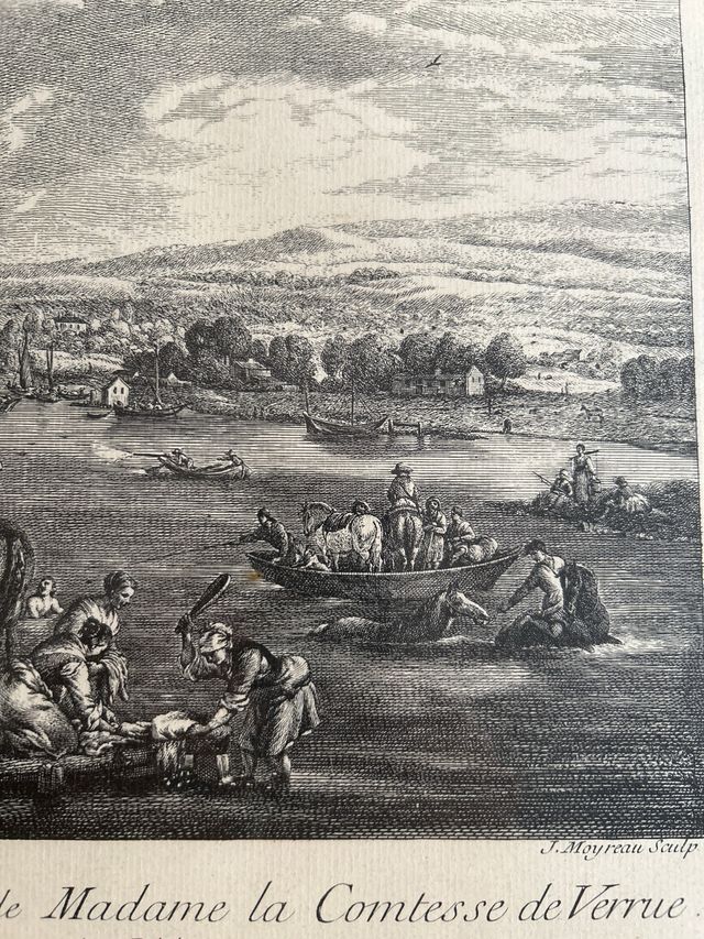 Grabado antiguo L'ABREUVOIR