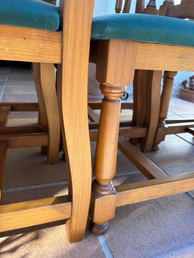 Conjunto de6 sillas de comedor madera y terciopelo