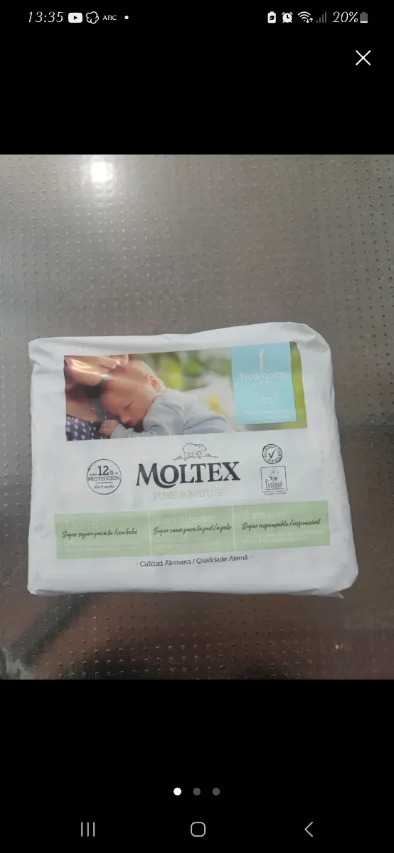 Pañales Moltex Premium T 1 ,2-5 kg, caja de 4 paq