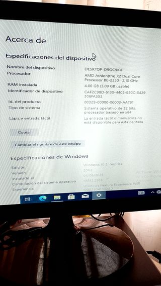 Ordenador Lenovo + monitor, teclado y ratón 
