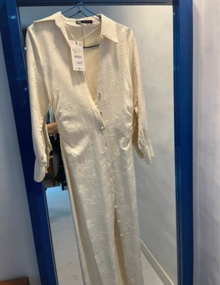 Vestido Kaftan Zara Beige Talla XS
