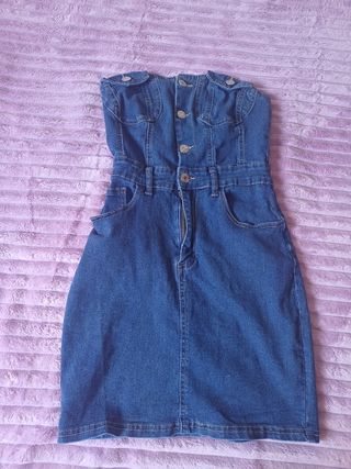 Vestido vaquero strapless