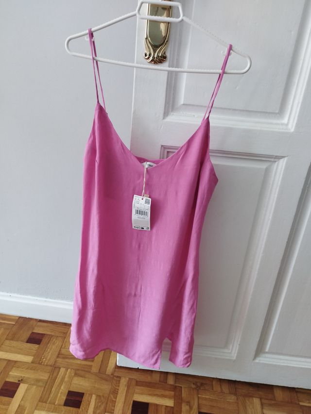 Vestido rosa corto tirantes